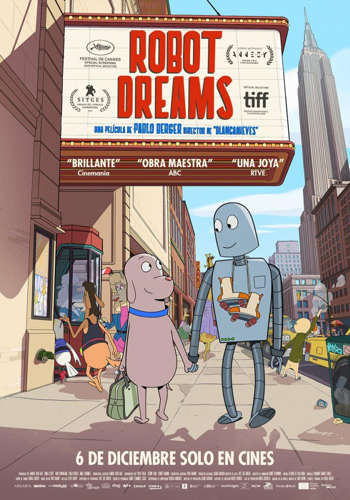 Póster de la película Robot Dreams dirigida por Pablo Berger. Proyecto de marketing de la agencia MuchoFoco.